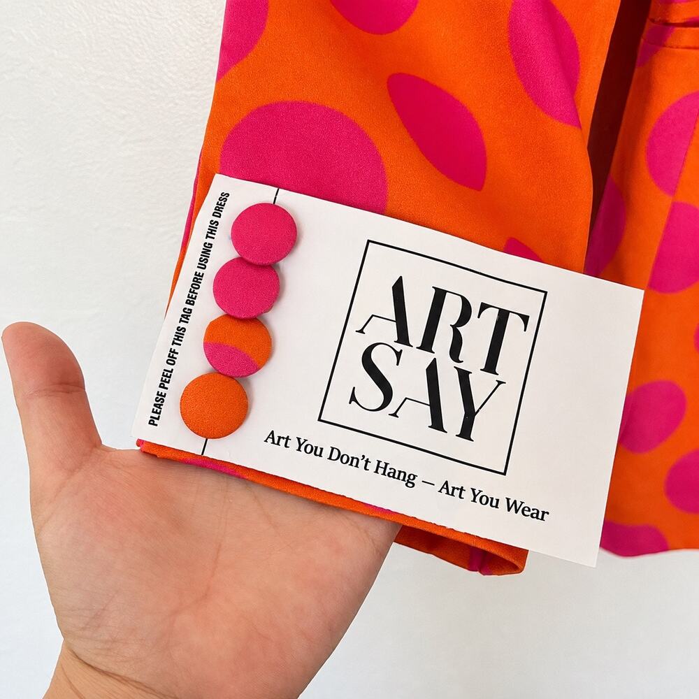 ARTSAY Solar Pop Pink Orange Polka Dot Blazer NWT Dopamine Maximalist - Picture 3 of 7